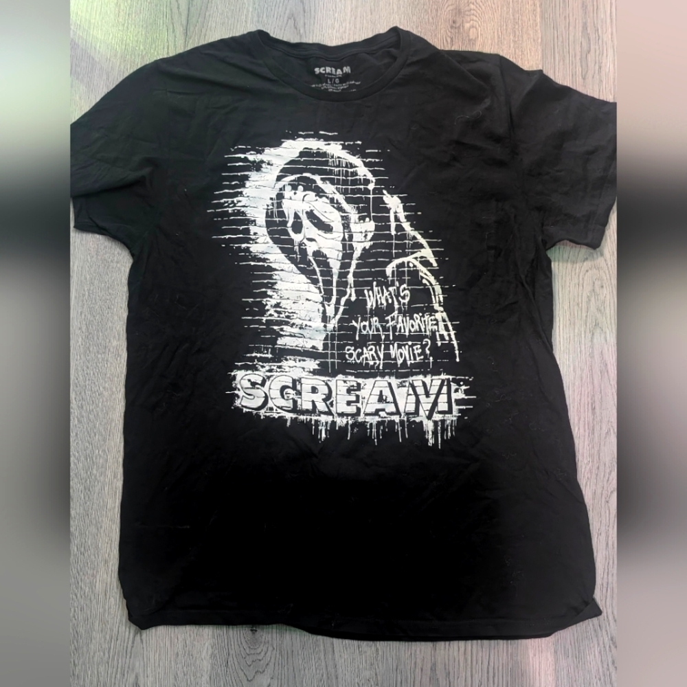Scream Ghostface Black Graphic Horror Movie Tee Shirt Size Large